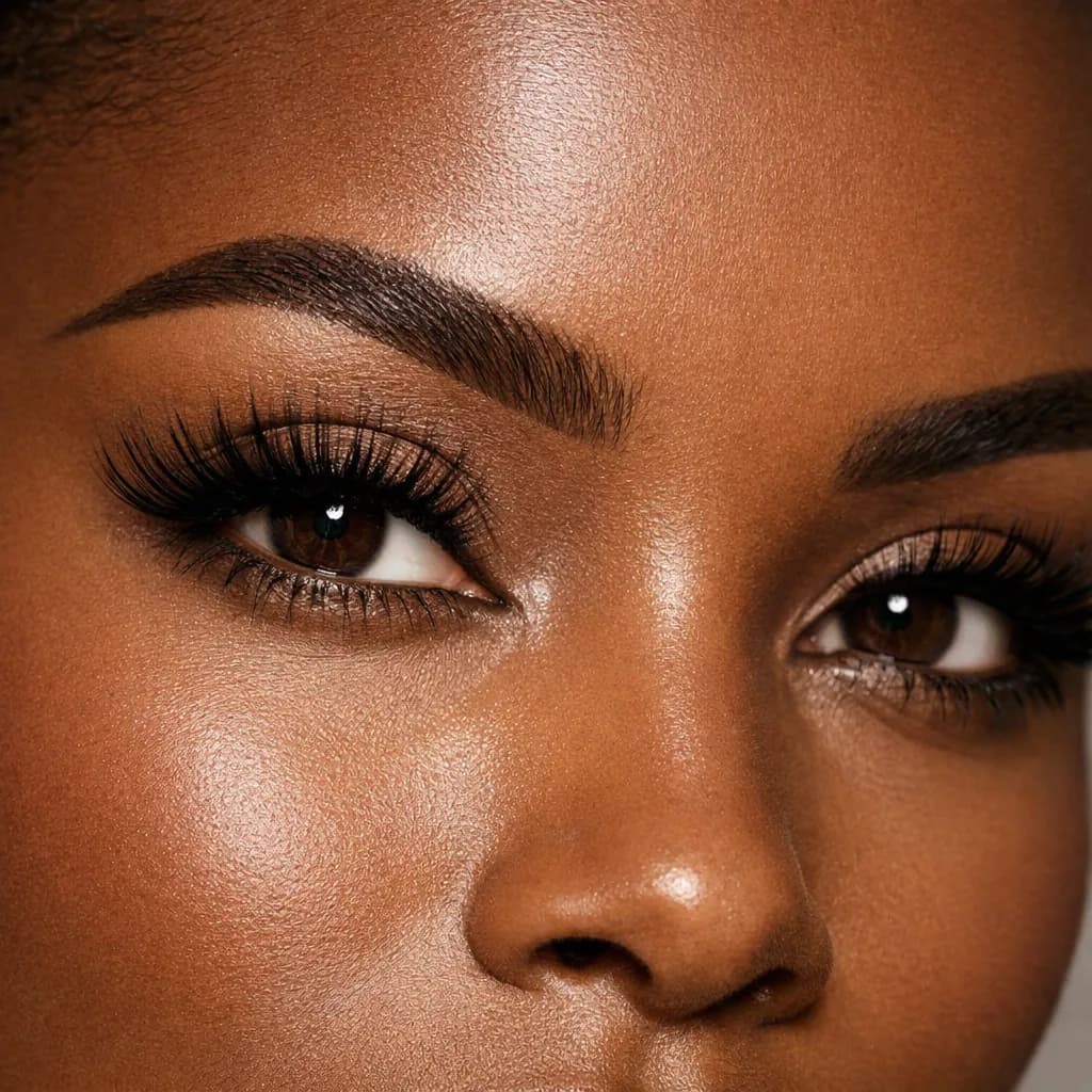 Gros plan sur les yeux et sourcils d’une femme africaine avec beauté du regard complète