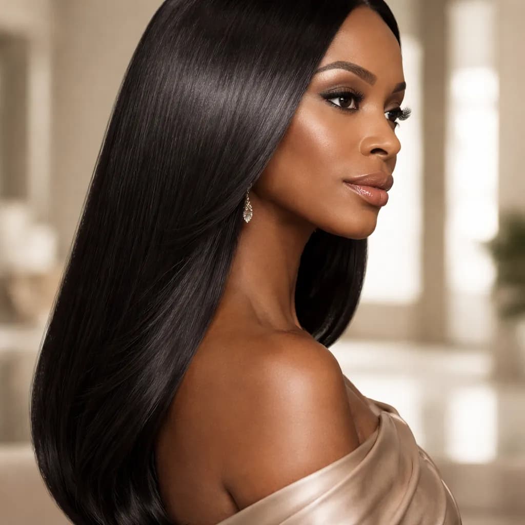 Profil de femme africaine avec lissage temporaire brillant et discipliné