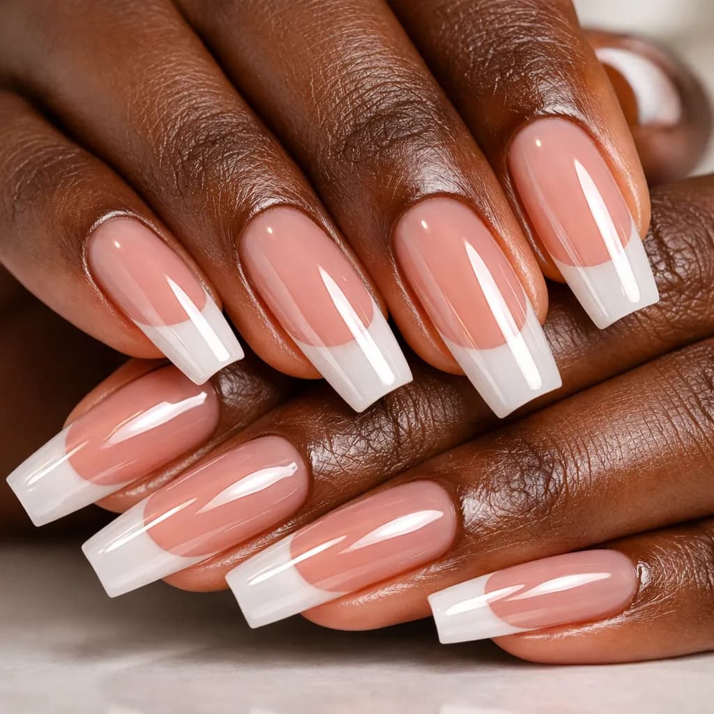 Gros plan sur des mains de femme africaine avec pose de gel élégante et finition miroir