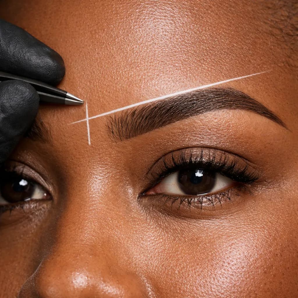 Macro sur les sourcils d’une femme africaine pendant une restructuration précise